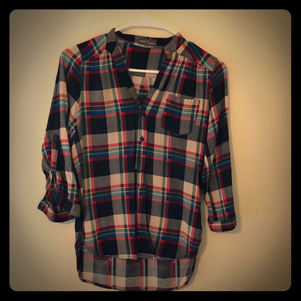 Sheer plaid blouse